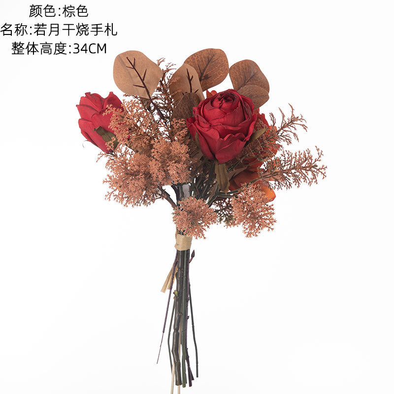 Realistic Moonlight Dry Flower Decorative Bouquet - Elegant Wedding Handheld Floral Arrangement & Wall Hanging CF01102