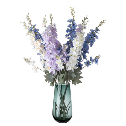 Realistic Delphinium Faux Flowers for Home Décor - Elegant Wedding Bouquet with Decorative Rose Wall Accents - INSMW93001