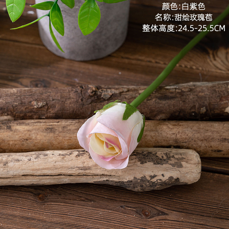 Realistic Pink Rosebud Artificial Flowers - Perfect for Wedding Decor, Home Styling, and Events - INS Trendy Greenery PJ1068