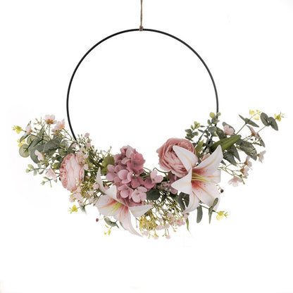 Elegant Faux Floral Wall Hanging - Maple Leaf and Lily Decor with Rose Accents for Weddings - Stunning Hand-Bouquet Design CF01089