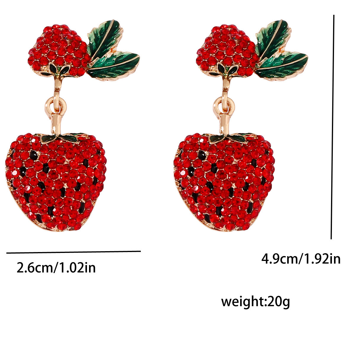 Chic Strawberry-Inspired Crystal-Studded Earrings for Women – Unique, Versatile Lightweight Luxury Fashion Accessories