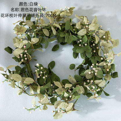 Elegant Floral Wreath with Lush Greenery - Realistic Artificial Rose Bouquet for Home Decor, Weddings, and Special Occasions - Perfectly Crafted Faux Flower Wall Arrangement (Model: MW61888)