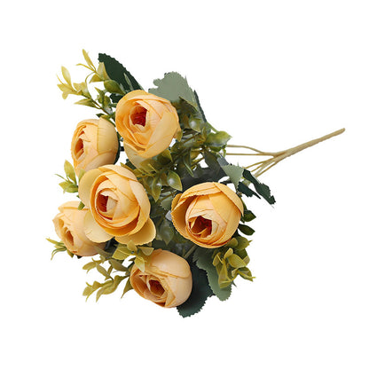 Realistic 6-Head Tea Bud Rose Artificial Flowers for Stunning Home Decor, Wedding Decorations, Photography Props, and Floral Arrangements