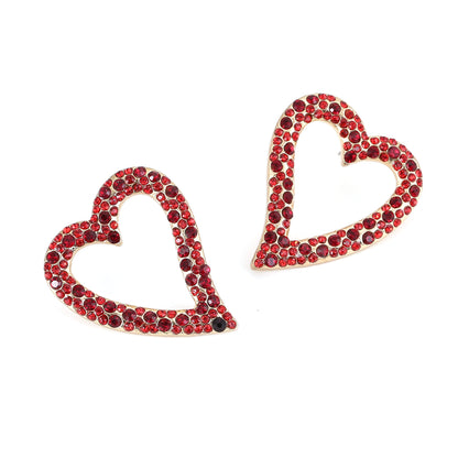Chic Heart-Shaped Stud Earrings with Sparkling Rhinestones and Elegant Pearls – Available in 6 Stunning Colors for Every Occasion