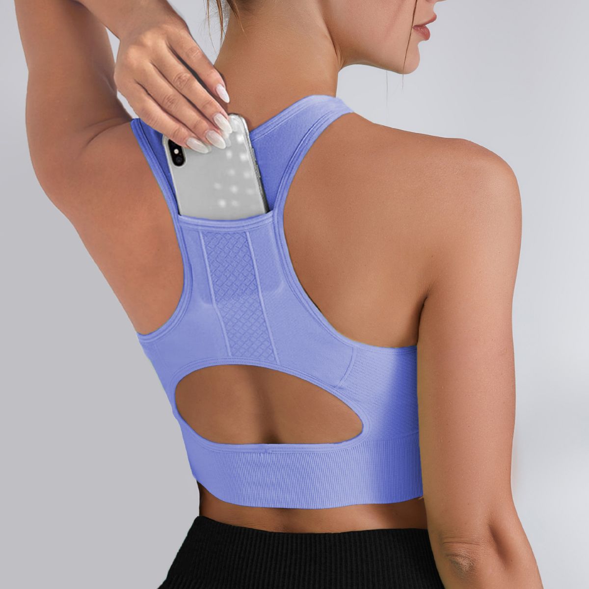 Sports Bra with Phone Pocket for Outdoor Activities Running Fitness and Cycling for Women