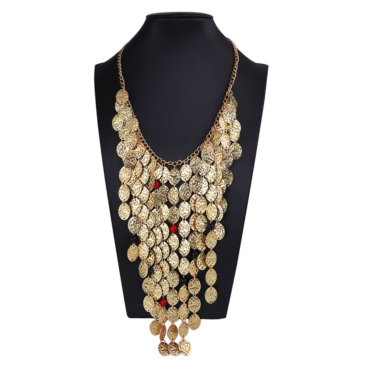 Chic Geometric Metal Circle Pendant Necklace with Tassel for Women -  Lightweight Punk Style Statement Jewelry