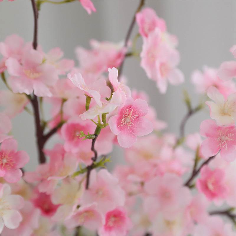 Stunning Realistic Double-Stem Silk Flowers - Japanese Cherry Blossom & Peach Blossom Arrangement for Living Room Décor, Window Display, Wedding Decorations, and Photographic Props