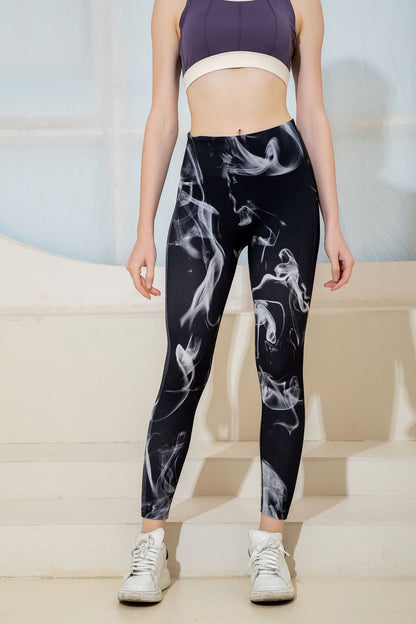 High Waisted Tie Dye Yoga Pants for Women Breathable Stretchy Leggings Ideal for Running and Outdoor Workouts with Unique Smoke Print Design