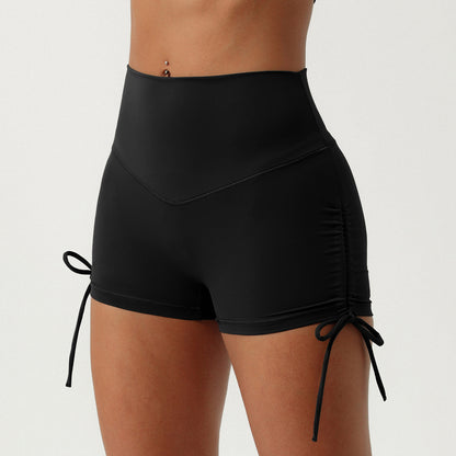 High Waisted Ruching Drawstring Yoga Shorts Quick Dry V Shaped Butt Lifting 3 Inch Running Training Fitness Shorts for Maximum Comfort and Performance