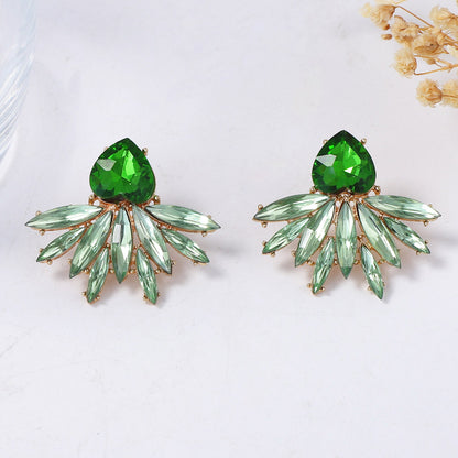 Exquisite Minimalist Fresh Alloy Full-Diamond Waterdrop Leaf Earrings for Women - Chic Luxury Jewelry to Elevate Your Style