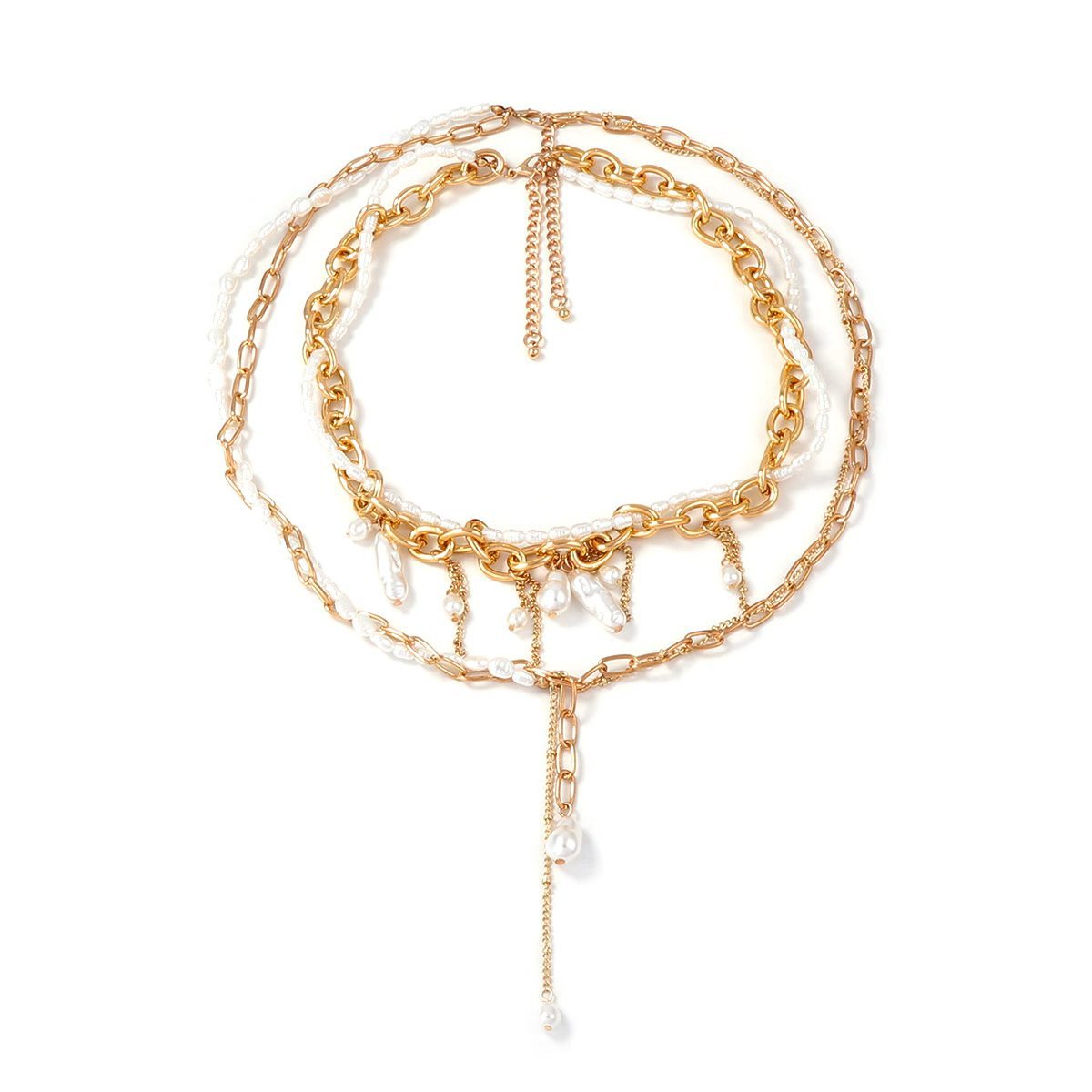 Elegant Light Luxury Baroque-Inspired Irregular Simulated Pearl Layered Pendant Necklace with Tassels for Women - Perfect for Any Occasion