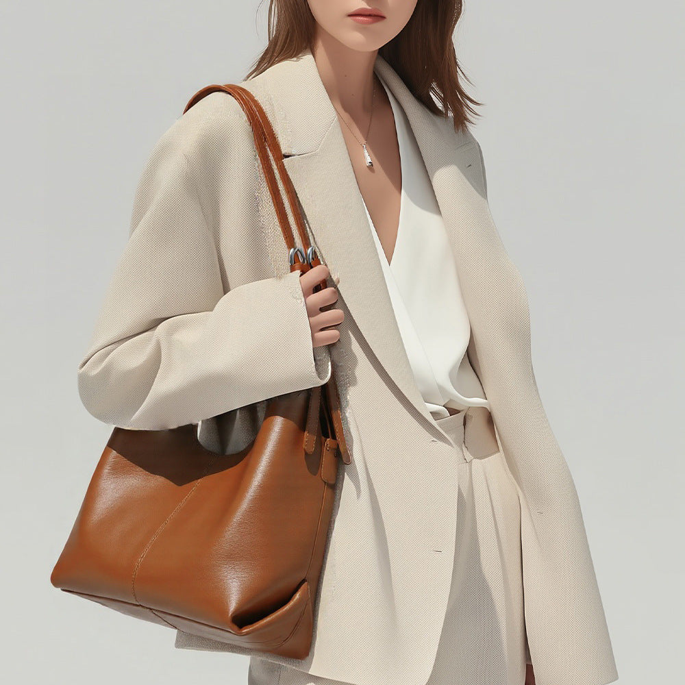 Luxurious French Inspired Genuine Leather Women's Underarm Bag Chic Cowhide Design for Effortless Style and Durability