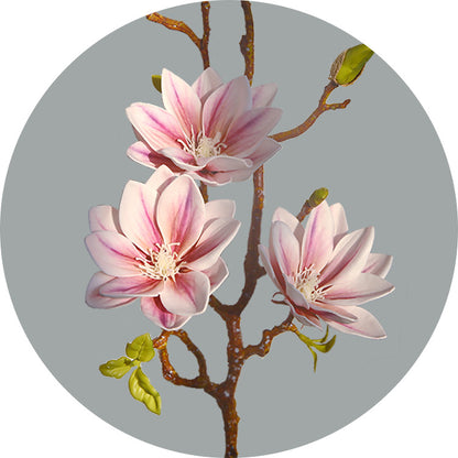 Stunning Faux Magnolia Flower Bouquet - Hand-Painted Decorative Arrangement for Living Room | Realistic PU Flowers for Home Décor and Aesthetic Styling