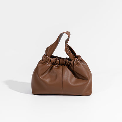 Chic Minimalist Crinkled Cloud Design Genuine Leather Handbag Versatile Early Autumn Shoulder Crossbody Bag for Everyday Elegance