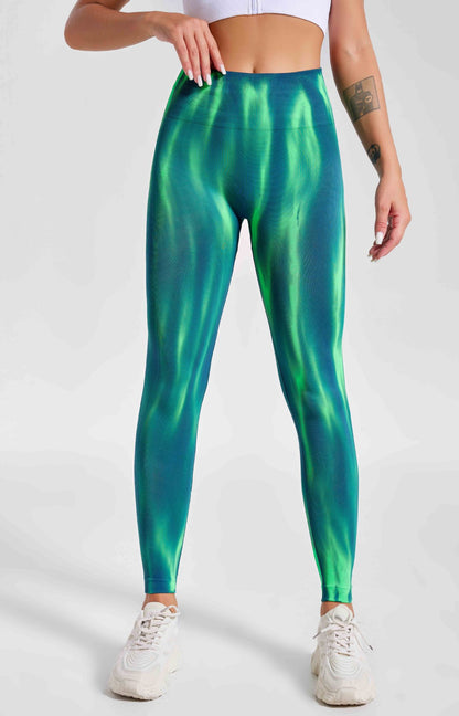 Seamless Tie Dye Aurora High Waisted Yoga Pants Squat Proof Ultralight and Moisture Wicking Workout Leggings for Outdoor Running and Fitness