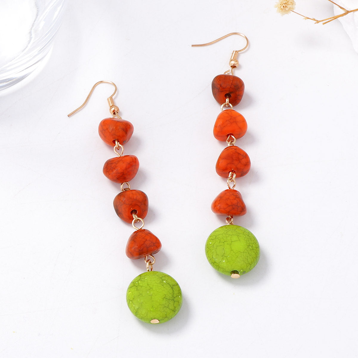 Bohemian-Inspired Geometric Turquoise Tassel Long Pendant Earrings - Versatile Daily Wear for Effortless Elegance