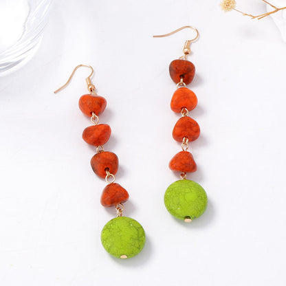 Bohemian-Inspired Geometric Turquoise Tassel Long Pendant Earrings - Versatile Daily Wear for Effortless Elegance