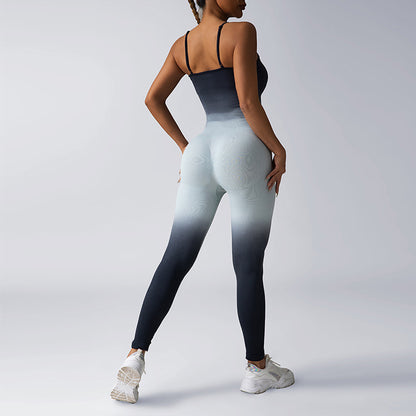 Seamless Gradient Cross Back Yoga Jumpsuit for Women Peach Butt Enhancing Fitness Outfit for Comfort and Style