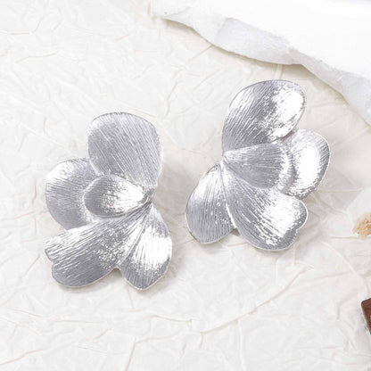 Exaggerated Vintage-Inspired Alloy Luxury Petal Blossom Earrings for Women - Unique, Eye-Catching Design Perfect for Any Occasion