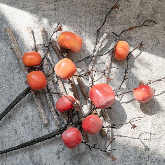 Lifelike Dried Persimmon Blossom Rose - Stunning Home Décor & Wedding Decoration Faux Flowers - Perfect for Year-Round Aesthetic Enhancement (MW25582)