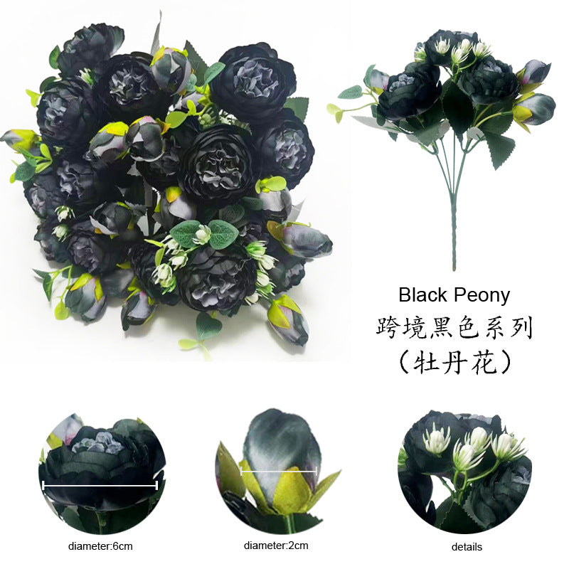 Realistic Black Peony Flowers - Perfect for Halloween Floral Arrangements and Festive Decor, Eternal Roses for Spooktacular Celebrations