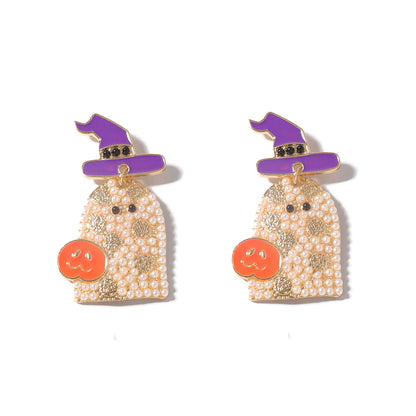 Adorable Ghost Earrings with Hats – Creative, Spooky, and Trendy Design for Halloween Enthusiasts – Must-Have for Unique Accessories!