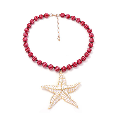 Beach Vacation-Inspired Ocean Life Pendant Necklace with Colorful Beaded Design - Perfect Summer Jewelry for Women
