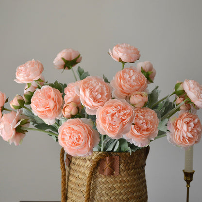 Elegant Faux Floral Arrangement with 3 Velvet-Touched Varieties: Luxurious Simulated Lotus, Camellia, Peony, and Nordic-Inspired Aesthetic for Home Décor