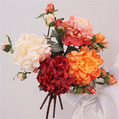 Elegant European-Style Artificial Peony Floral Bouquet for Dining Table Decor – Perfect for Weddings, Home Accents, and Photography Props