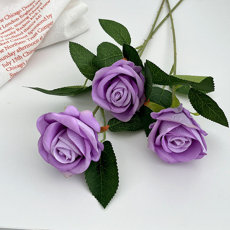 Elegant Single Velvet Faux Rose - Perfect for Valentine's Day, Wedding Decorations, and Hotel Accents - Luxurious and Realistic Floral Arrangement