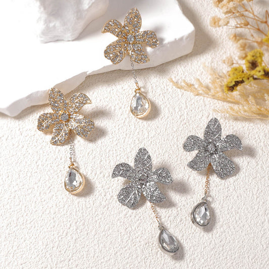 Elegant Vintage-Inspired Drop Earrings for Women with Sparkling Flower Design – Versatile Statement Pieces for Everyday Wear
