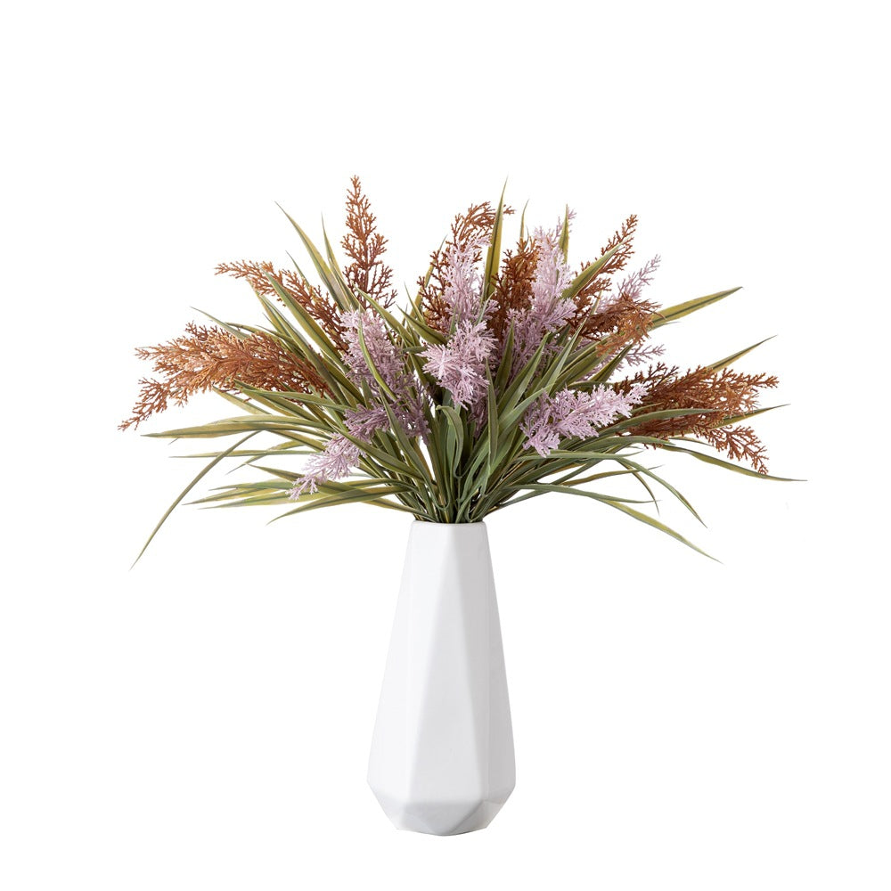 Lavender Bouquet with Bunny Tail Grass - Trendy Faux Floral Arrangement for Home Decor and Wedding Celebrations (Model MW85005) - Perfect for Adding a Touch of Elegance and Serenity to Any Space