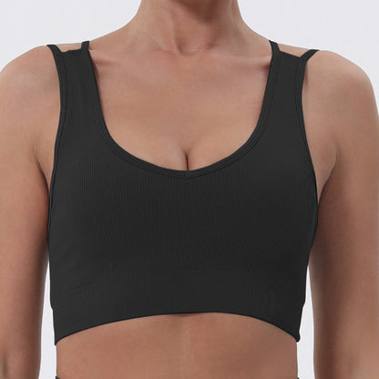 Women's Sports Bra for Running Professional Training Yoga Shockproof with Square Neck Design Back Support Removable Cups for Pilates Active Workouts