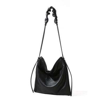 Spacious Genuine Leather Women's Fashion Shoulder Bag Tote and Crossbody Purse with Pleats for Everyday Use