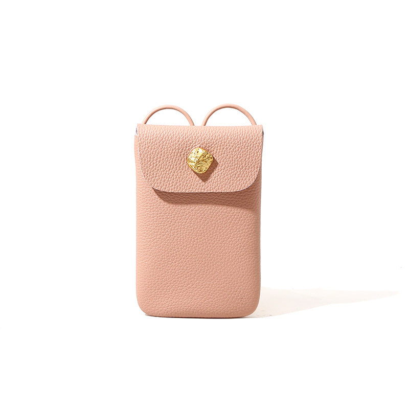Minimalist Genuine Leather Phone Crossbody Bag for Women for Spring with High Quality Top layer Cowhide Versatile Shoulder Strap