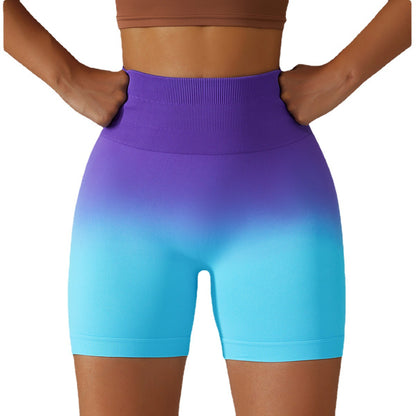 High Waisted Gradient Seamless Yoga Shorts for Women Breathable Tight Fitting and Butt Lifting Athletic Shorts for Comfort and Style