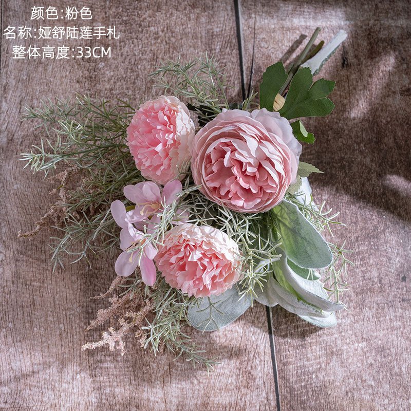 Elegant Asher Lu Lian Handcrafted Silk Flower Bouquet - Stunning Wedding Decor & Wall Hangings for a Dreamy Atmosphere (CF01407)