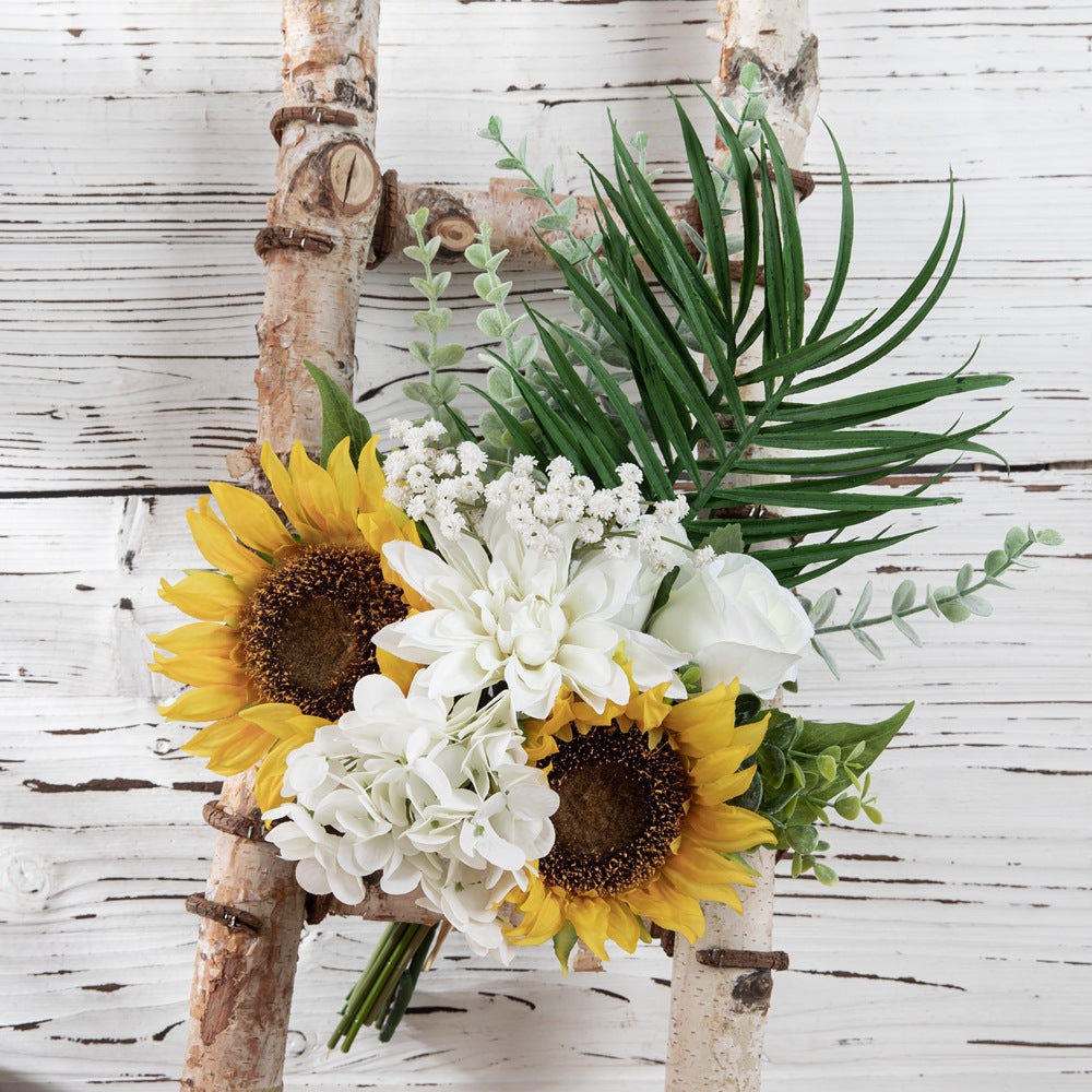 Stunning Sunflower Hand-tied Bouquet - Realistic Faux Flowers for Wedding Decor, INS Style Greenery CF8001