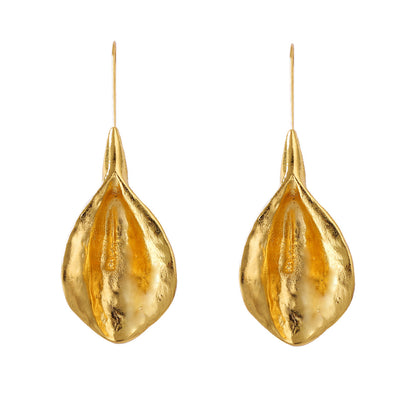Stylish Long Alloy Drop Oil Floral Earrings - Unique and Creative Design for Effortless Elegance