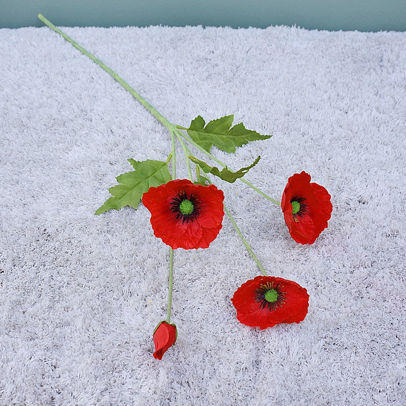 Realistic Mini Poppy Artificial Stem Flower - Perfect for Home Decor, Wedding Arrangements, and Photography Props