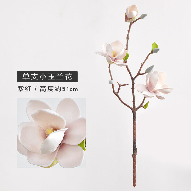 EVA Cotton Magnolia Flower – Lifelike 3-Head Artificial Floral Arrangement for Elegant Tea Rooms and Living Rooms