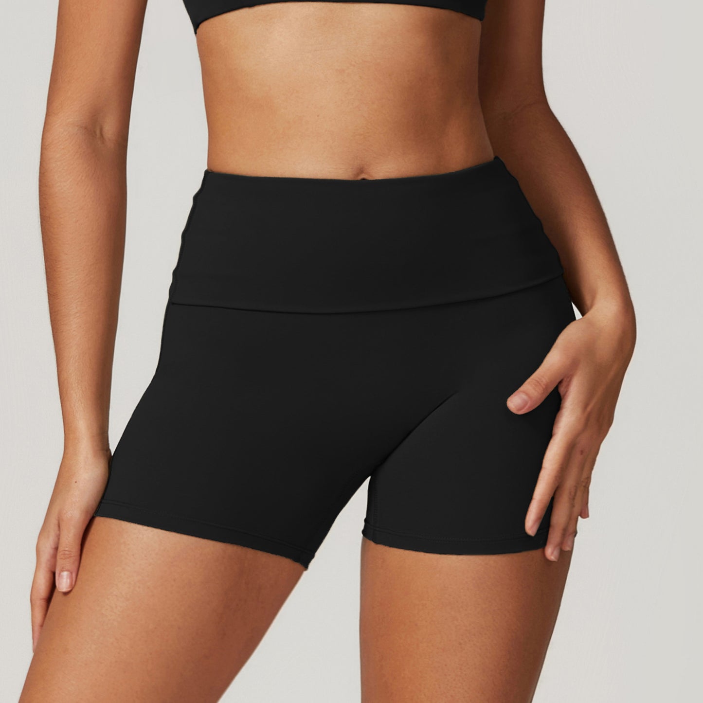 High Waisted Women's Yoga and Running Shorts Ultra Comfortable Tummy Control Summer Activewear with Fold Over Design for Enhanced Lift