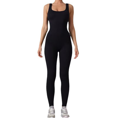 Seamless Knitted Ribbed Bodysuit for Women High Waisted Sculpting and Stretchy Fitness Jumpsuit for Comfort and Style