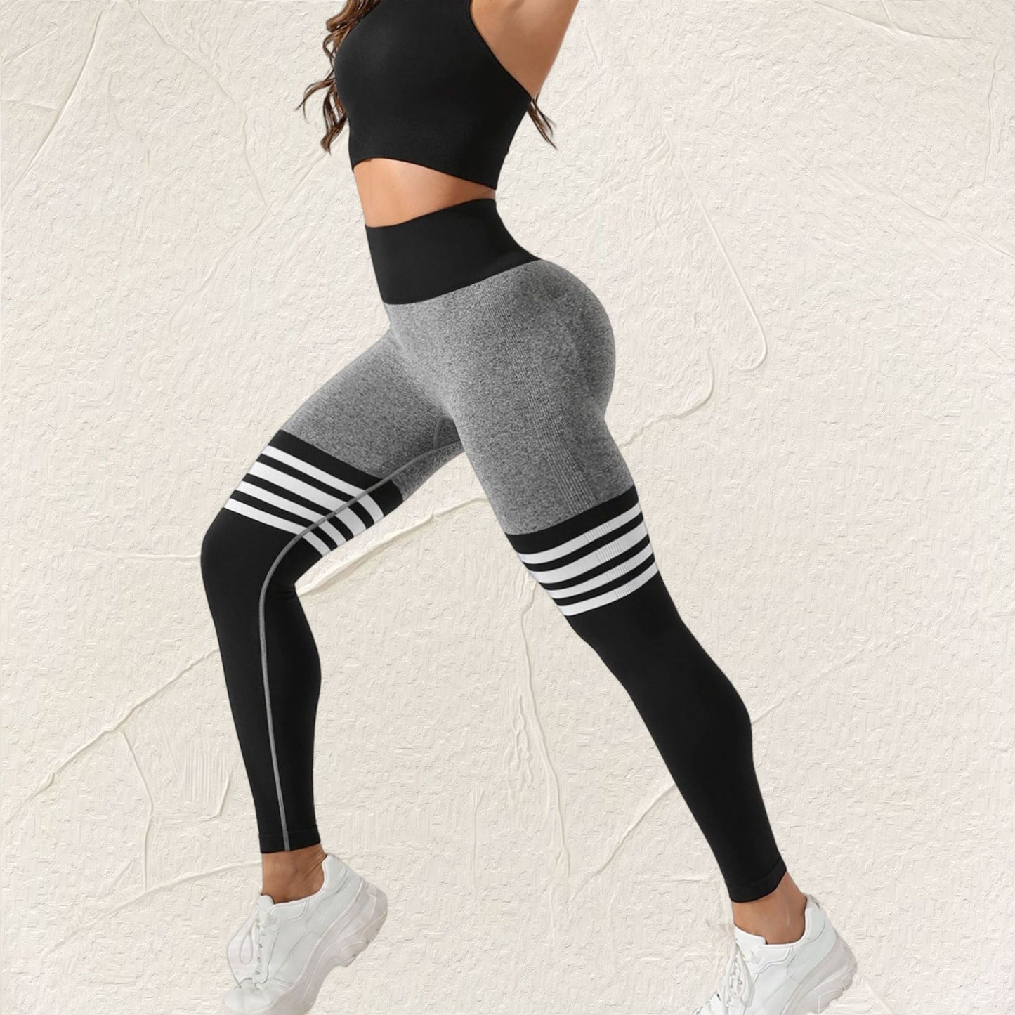 Women's Striped Peach Yoga Pants High Waisted Butt Lifting Fit for Dance and Exercise Quick Drying Fitness Leggings for and Performance