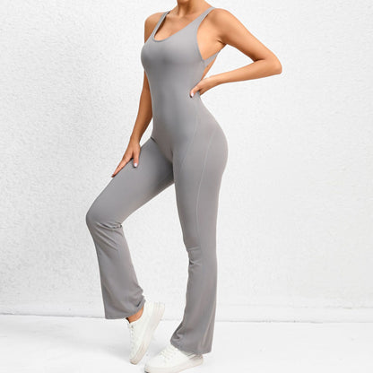 Quick Dry High Waist Yoga Jumpsuit with Butt Lift and Tummy Control for Dance Fitness and Gym Workouts