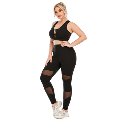 Plus Size Fitness Apparel Set High Performance Yoga Outfit with Compression Leggings Supportive Sports Bra for Every Workout Model 12071 12072