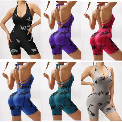 Versatile 6 Color Tie Dye Seamless Yoga Jumpsuits for Comfort and Style