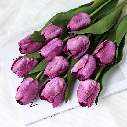 High-Quality Faux Tulip Flower with Moisture-Like Touch - Perfect for Home Décor, Photography Props, and Lasting Elegance