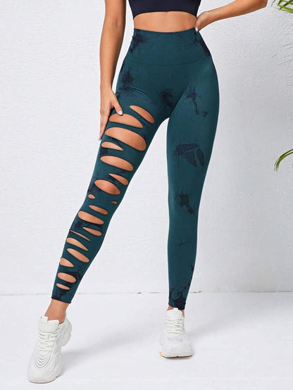 High Waisted Seamless Tie Dye Cut Out Butt Lift Leggings for Women for Yoga Fitness and Tummy Control