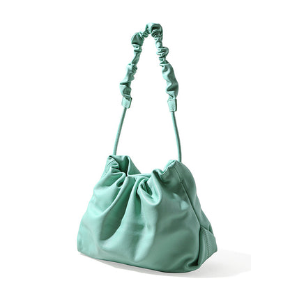 Luxury Genuine Leather Designer Drawstring Cloud Bag Chic Minimalist Crossbody and Shoulder Bag with Pleated Detailing for Unique Style